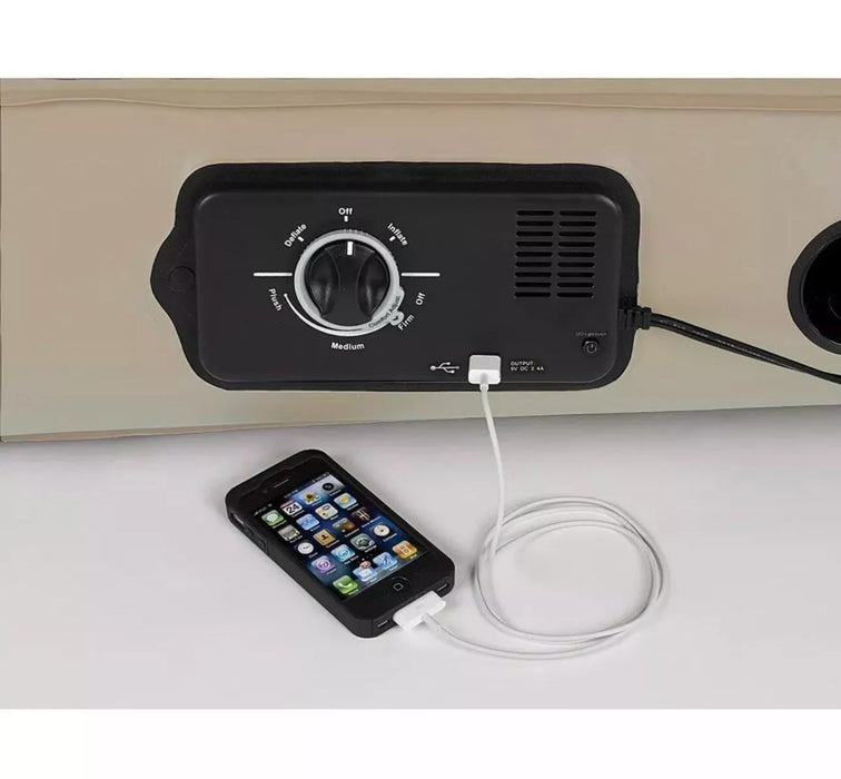 Queen-Size Inflatable Mattress with Built-In Pump, Adjustable Firmness, and USB Port